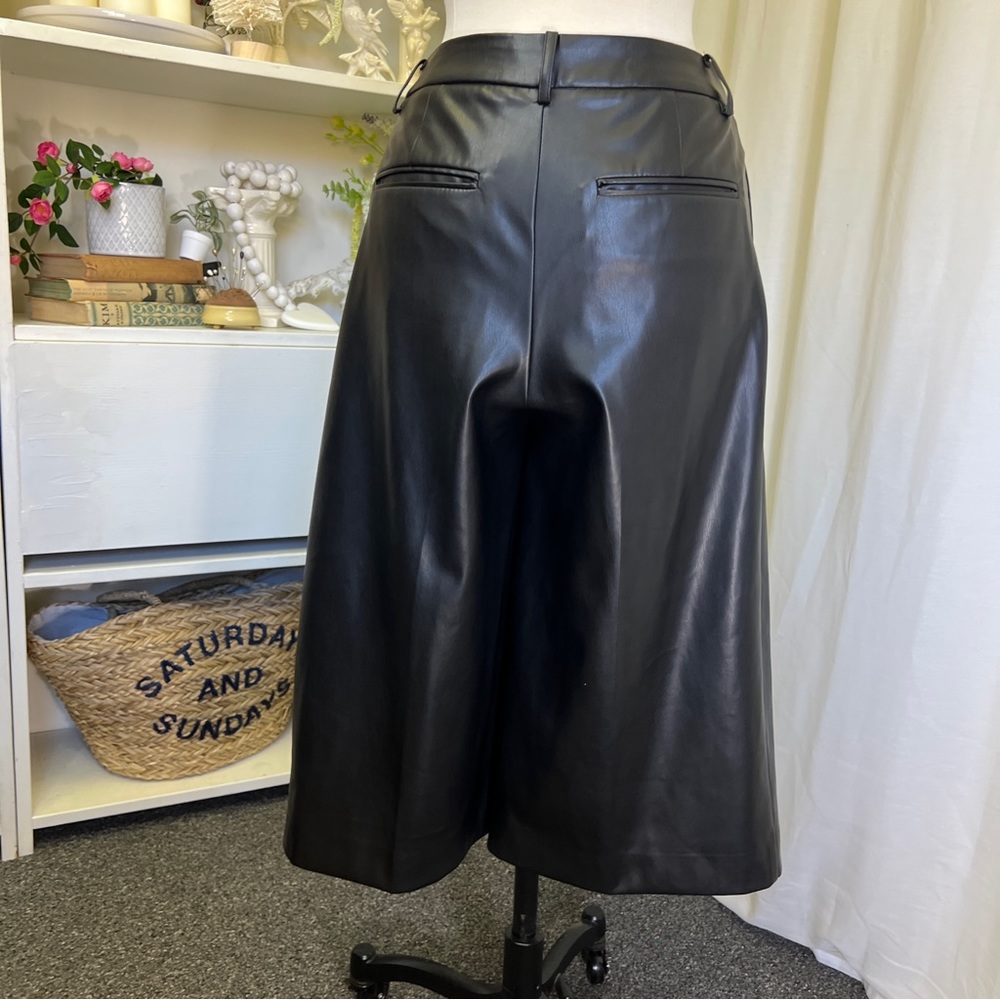 Mango Black Faux-Leather Gaucho Pants - Picture 7 of 16